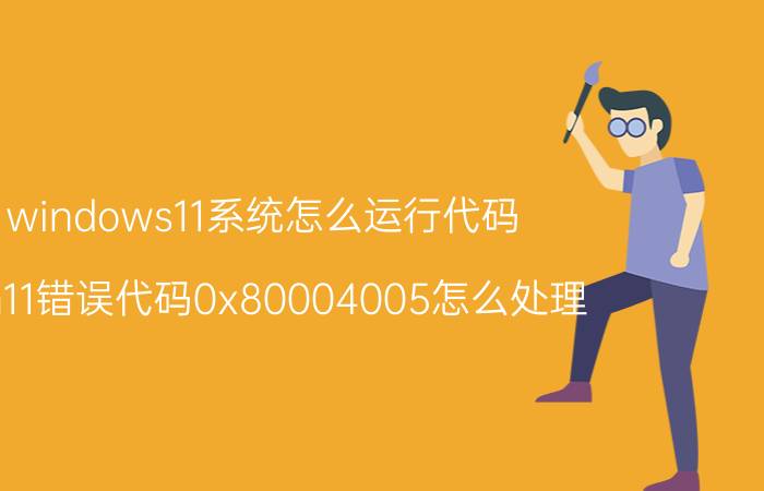 windows11系统怎么运行代码 win11错误代码0x80004005怎么处理？